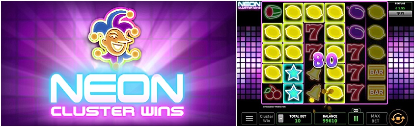 Spieldesign des Neon Cluster Wins-Slots
