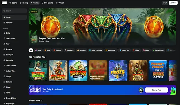 Midnite casino interface
